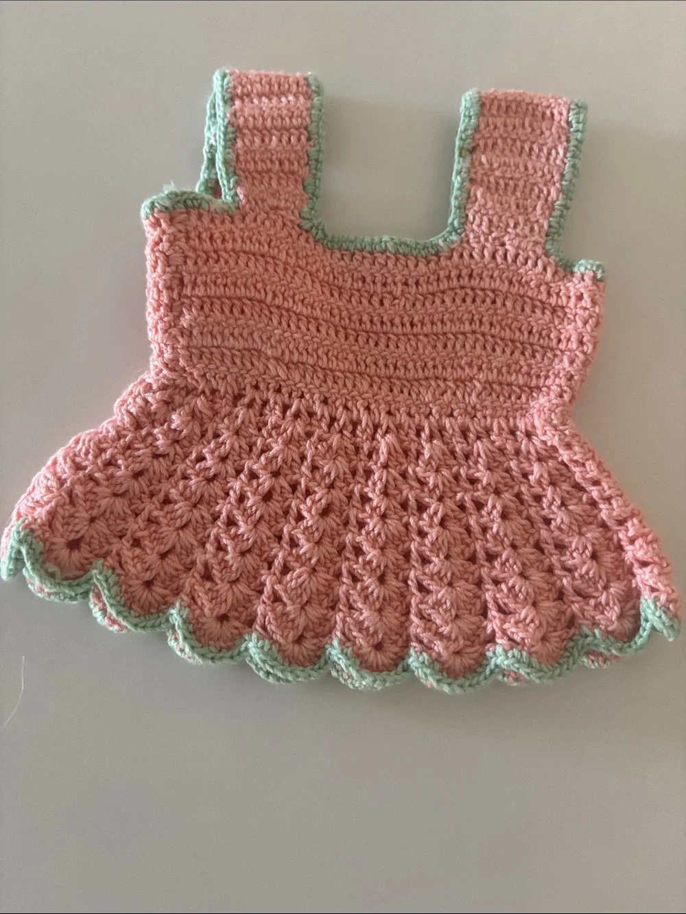 Vintage handmade crocheted doll clothes cross bookmark